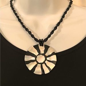 Beautiful black and silver shell necklace